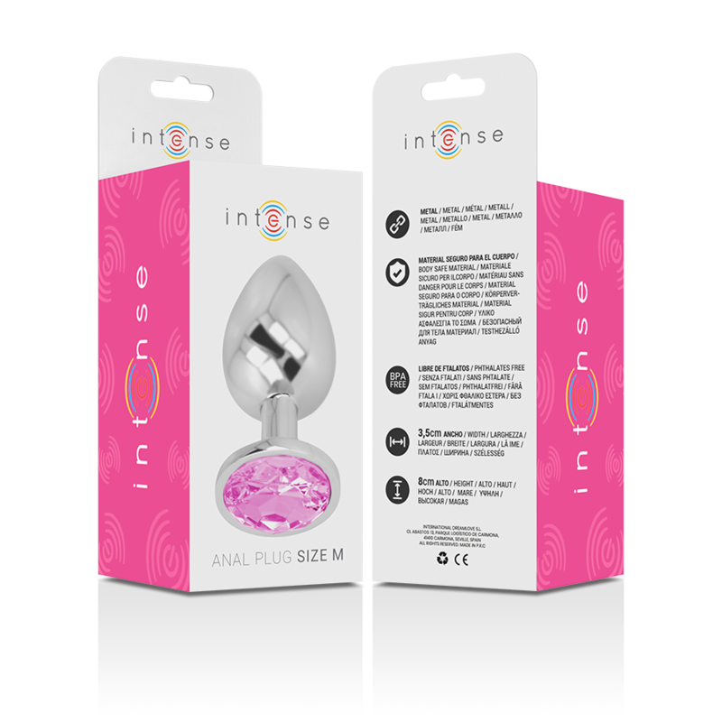INTENSE - PLUG ANAL METAL ALUMINIO CON CRISTAL ROSA TALLA M - Imagen 7