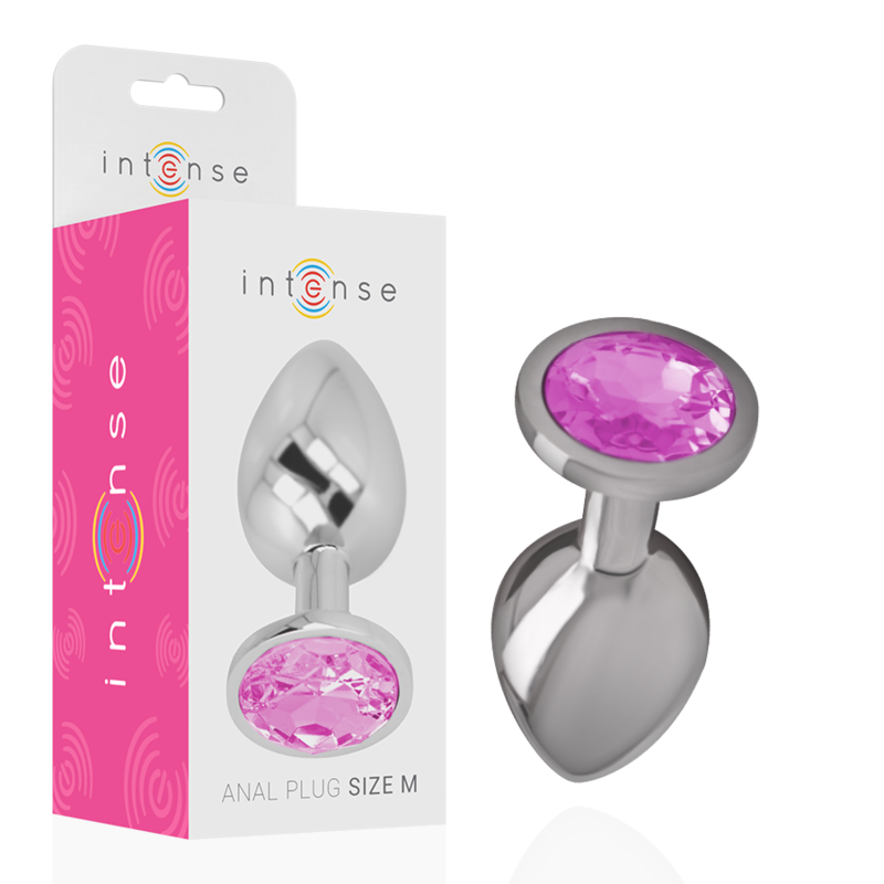 INTENSE - PLUG ANAL METAL ALUMINIO CON CRISTAL ROSA TALLA M - Imagen 2