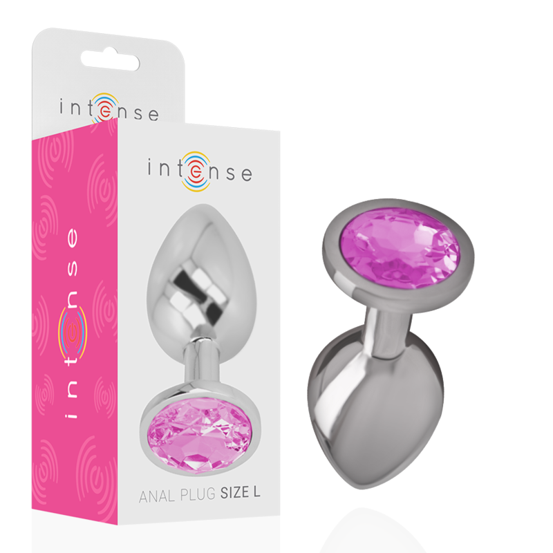 INTENSE - PLUG ANAL METAL ALUMINIO CON CRISTAL ROSA TALLA L - Imagen 2