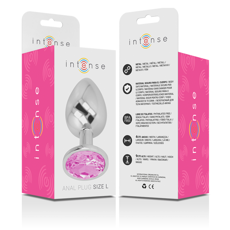 INTENSE - PLUG ANAL METAL ALUMINIO CON CRISTAL ROSA TALLA L - Imagen 7