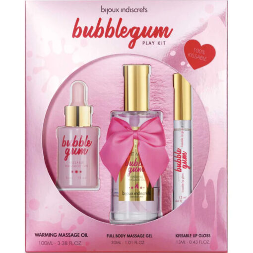 BIJOUX INDISCRETS - BUBBLEGUM PLAY KIT CON ACEITE, GEL  BRILLO DE LABIOS
