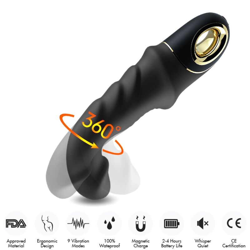 ARMONY - JOYBLADE DILDO VIBRADOR ROTADOR NEGRO - Imagen 2