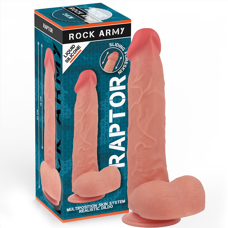 RAPTOR DILDO REALISTA CON SILICONA LIQUIDA DE DOBLE DENSIDAD