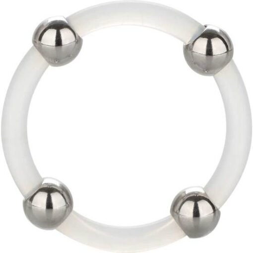 CALIFORNIA EXOTICS - ANILLO DE SILICONA CON CUENTAS DE ACERO TALLA L