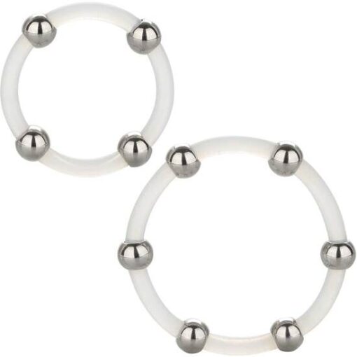 CALIFORNIA EXOTICS - KIT DE 2 UDS ANILLO DE SILICONA CON CUENTAS DE ACERO