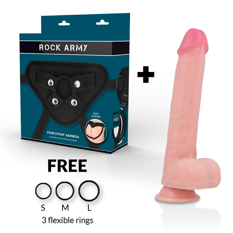 ROCKARMY - ARNÉS + LIQUID SILICONE DILDO PREMIUM KINGCOBRA 24CM - Imagen 2