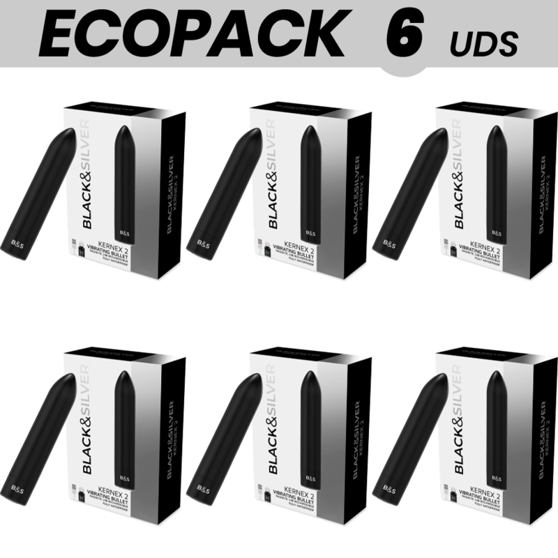 ECOPACK 6 UDS - BLACKSILVER BALA MAGNETICA VIBRADORA KERNEX 2 NEGRO