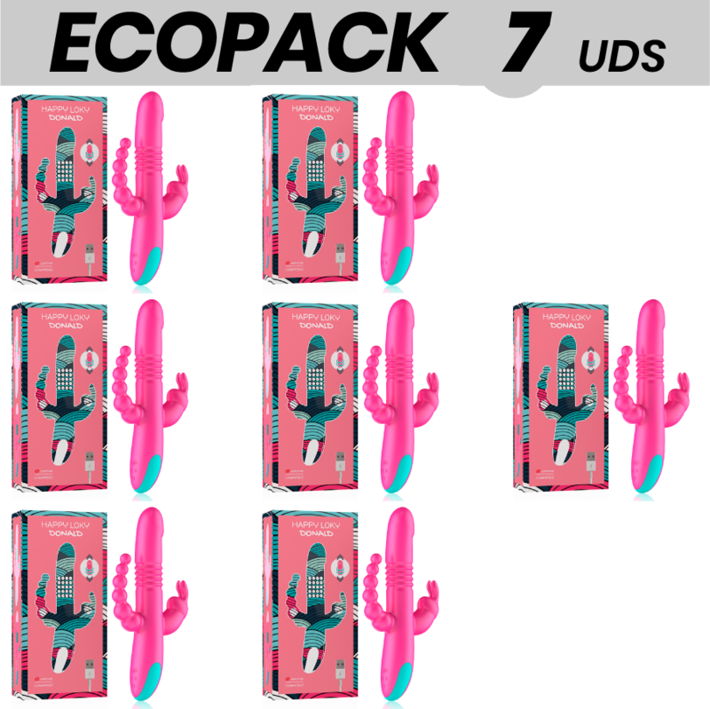 ECOPACK 6 UDS - HAPPY LOKY UDS DONALD TRIPLE ESTIMULACIÓN: ANAL, PUNTO G  CLÍTORIS COMPATIBLE CON WATCHME WIRELESS TECHNOLOGY