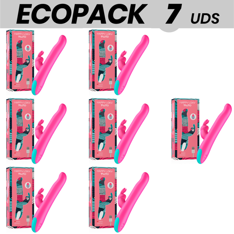 ECOPACK 7 UDS - HAPPY LOKY PLUTO RABBIT VIBRATOR  ROTATOR COMPATIBLE CON WATCHME WIRELESS TECHNOLOGY