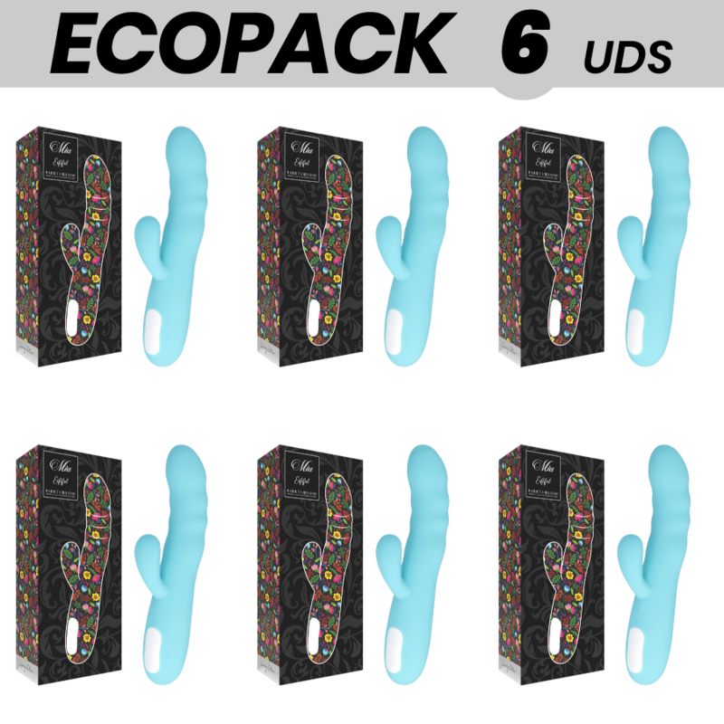 ECOPACK 6 UDS - MIA EIFFEL VIBRADOR ROTADOR AZUL TURQUESA