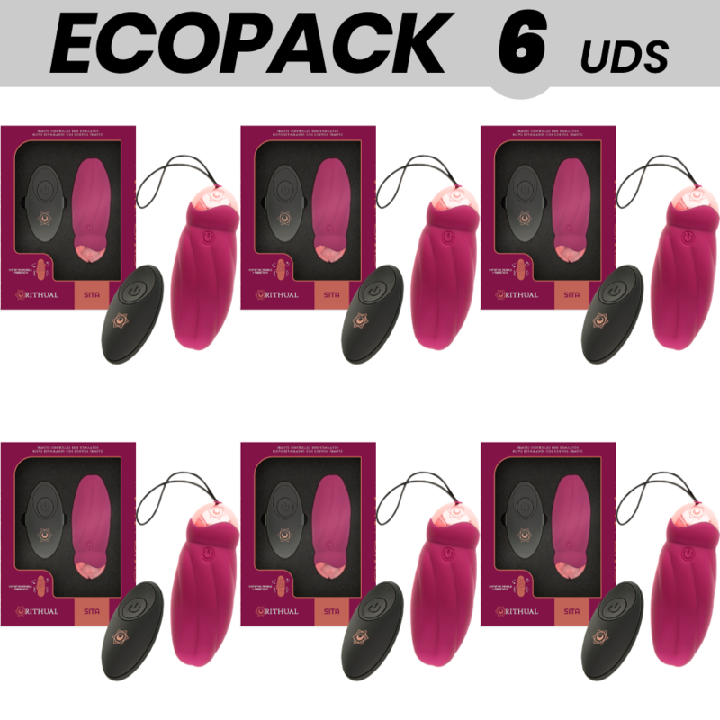 ECOPACK 6 UDS - RITHUAL SITA HUEVO CONTROL REMOTO ROTACIÓN DE PERLAS + VIBRACIÓN