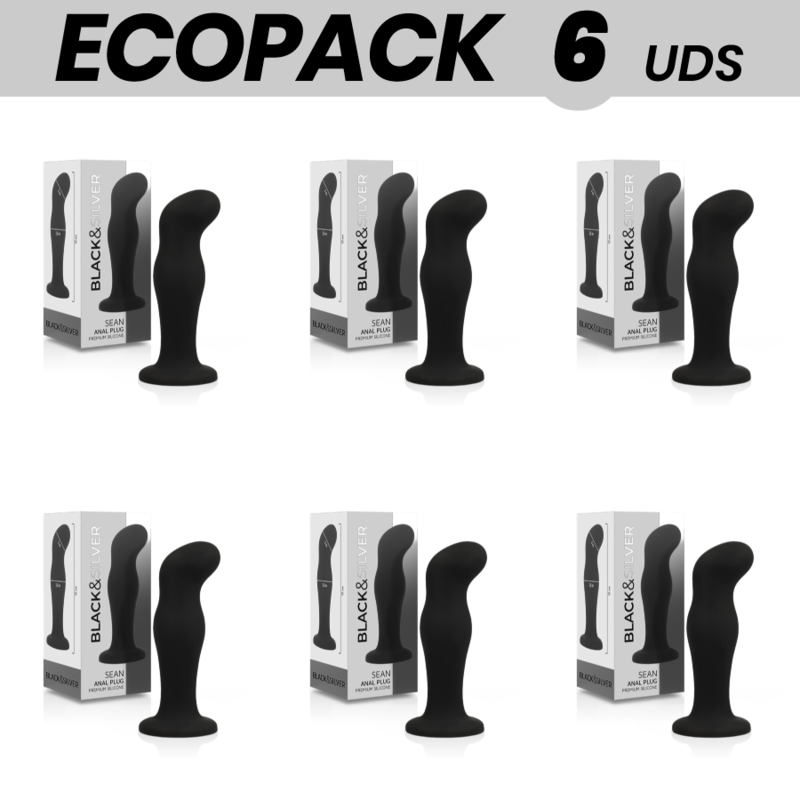 ECOPACK 6 UDS - BLACKSILVER SEAN PLUG ANAL SILICONA PREMIUM NEGRO
