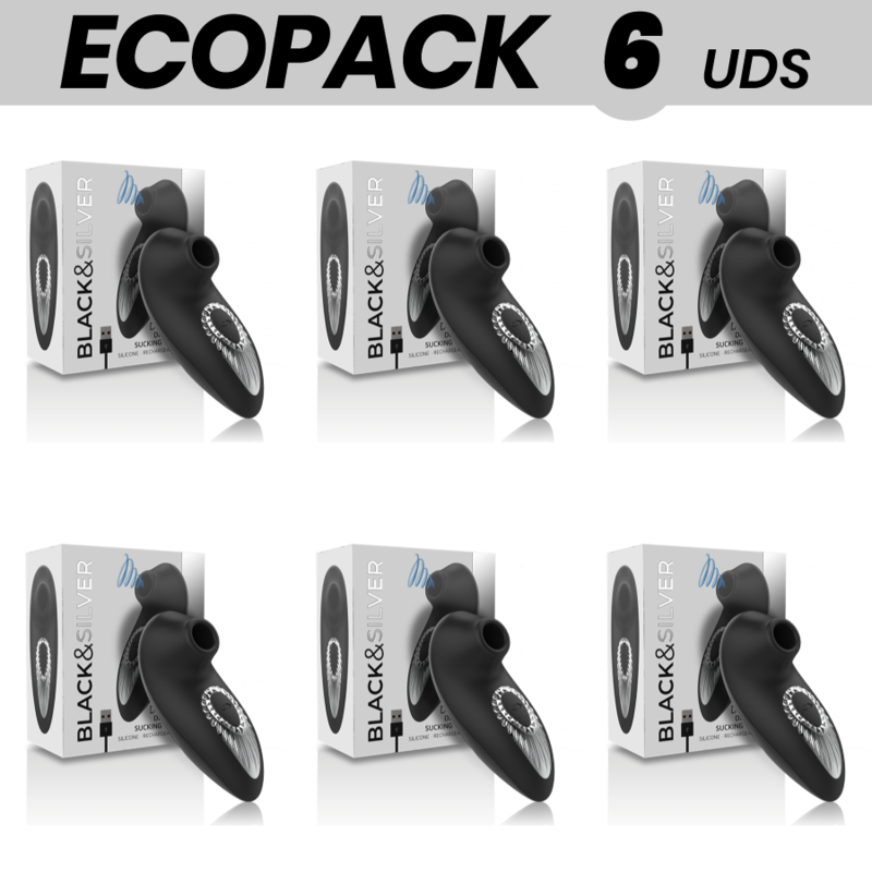 ECOPACK 6 UDS - BLACKSILVER DRAKE DELUXE SUCKING VIBE SILICONA RECARGABLE NEGRO