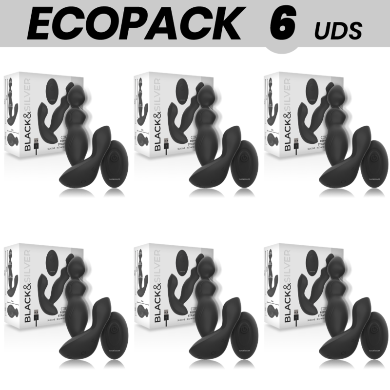 ECOPACK 6 UDS - BLACKSILVER CORA PLUG PROSTATICO SILICONA CONTROL REMOTO