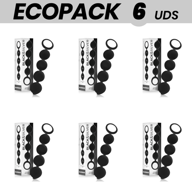 ECOPACK 6 UDS - BLACKSILVER LENNON PLUG ANAL CON BOLAS ANALES 15 CM