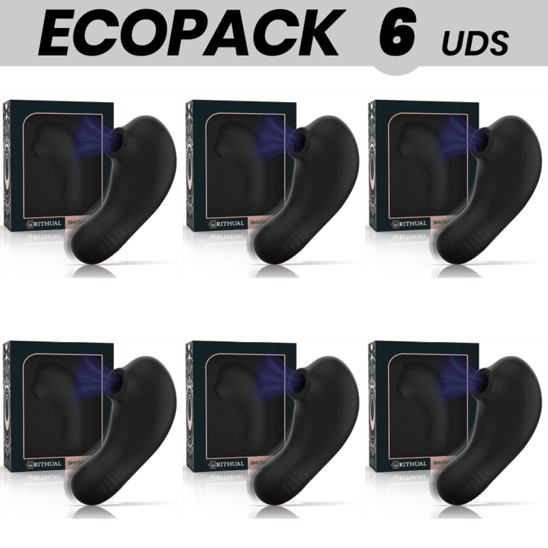 ECOPACK 6 UDS - RITHUAL SHUSHU PRO POCKET ESTIMULADOR CLITORIS 2 POTENTES MOTORES AZABACHE
