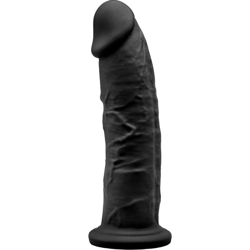 MODELO 2 PENE REALÍSTICO SILICONA PREMIUM SILEXPAN NEGRO 19 CM