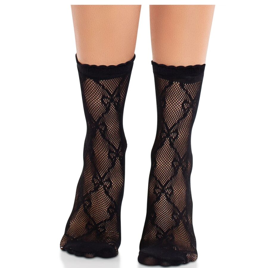 LEG AVENUE - CALCETINES DE ENCAJE DE LAZOS NEGRO - Imagen 3