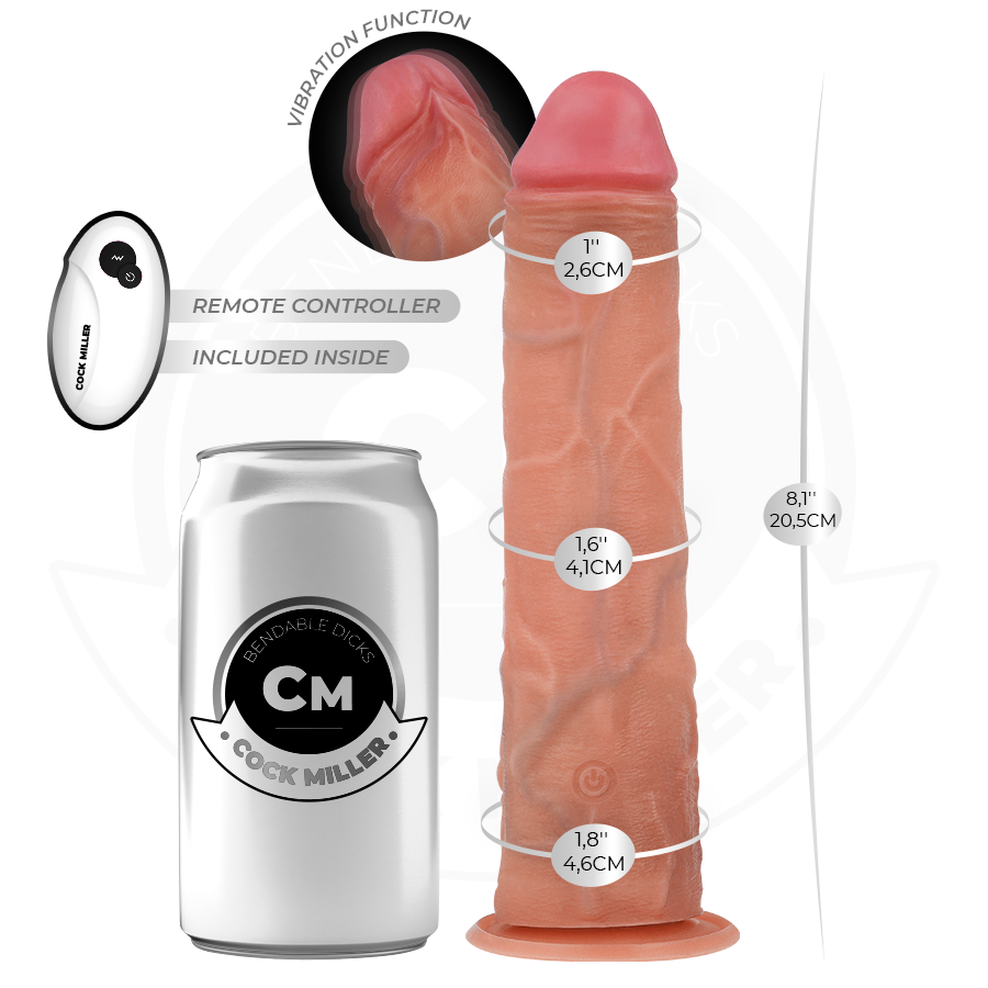 COCK MILLER - DILDO HIPERREALÍSTICO VIBRACIÓN CON CONTROL REMOTO 20,5 CM - Imagen 4