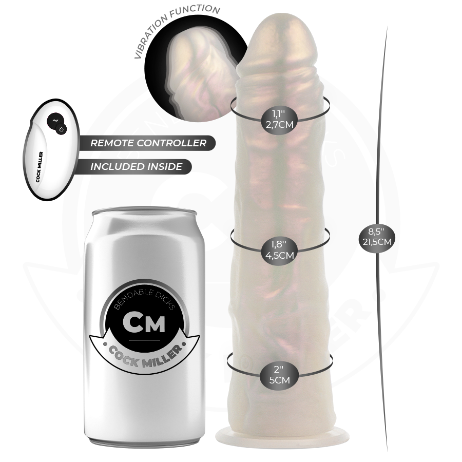 COCK MILLER - DILDO SILICONA 21,5 CM , LUCES Y VIBRACIÓN CON CONTROL REMOTO - Imagen 3