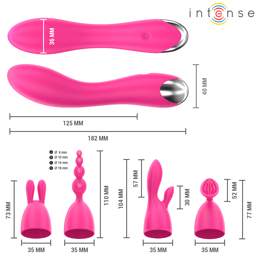 INTENSE - CHER VIBRADOR 20 PATRONES CON CABEZALES INTERCAMBIABLES - Imagen 2