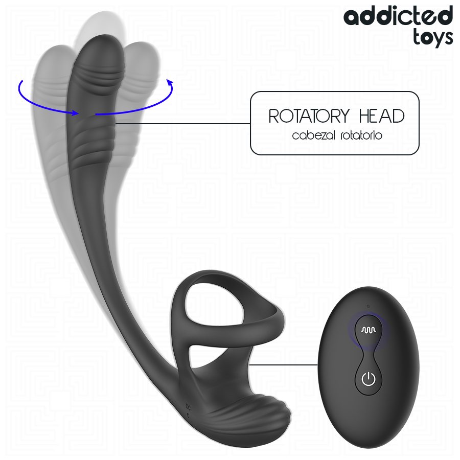 ADDICTED TOYS - PLUG ANAL VIBRACIÓN Y WAVING 360 Y ESTIMULADOR TESTÍCULOS