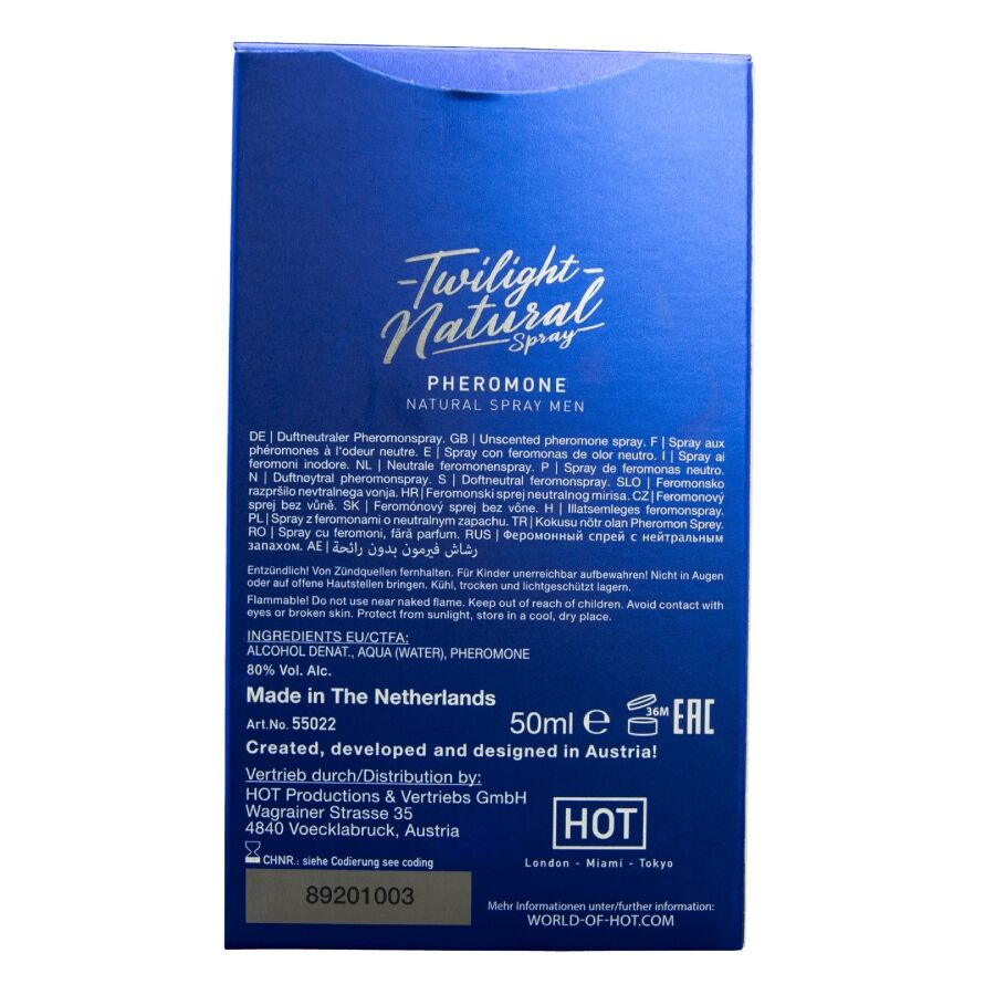 HOT - TWILIGHT SPRAY NATURAL CON FEROMONAS HOMBRE 50 ML - Imagen 4