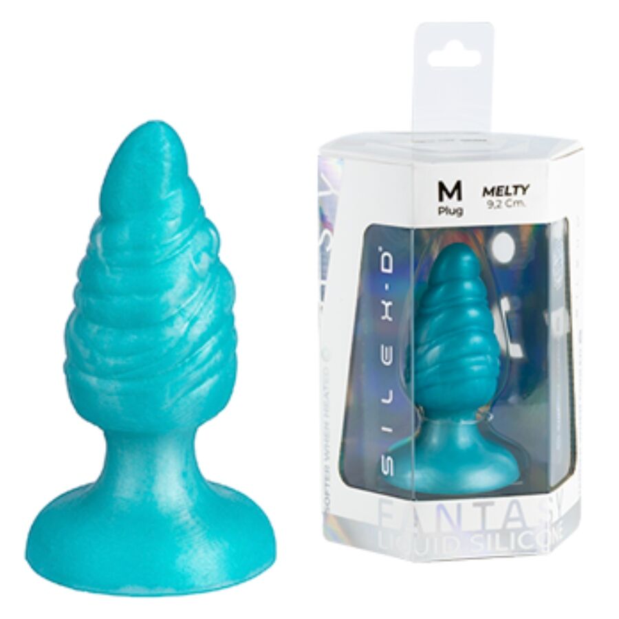 SILEXD - MELTY PLUG ANAL FANTASY SILICONA LIQUIDA TERMOREACTIVO AZUL CELESTE 9.2 CM