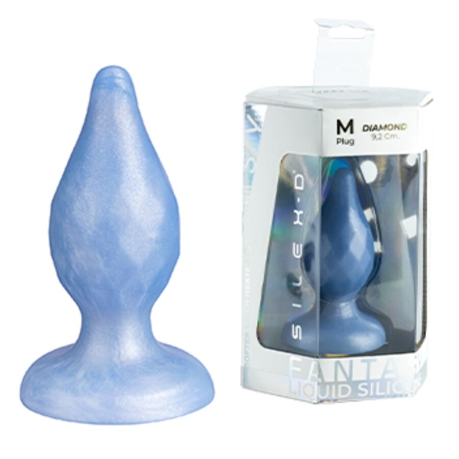 SILEXD - DIAMOND PLUG ANAL FANTASY SILICONA LIQUIDA TERMOREACTIVO AZUL PERLA 9.2 CM
