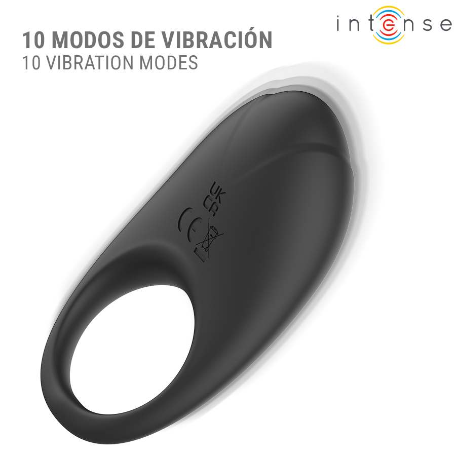 INTENSE - MERLOTTE ANILLO VIBRADOR CON ESTIMULACIÓN DE CLÍTORIS NEGRO - Imagen 5