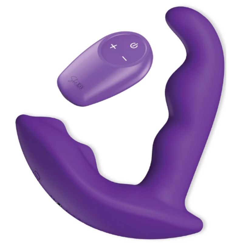 ESTIMULADOR ANAL VIBRADOR ROTATIVO CON CONTROL REMOTO MORADO