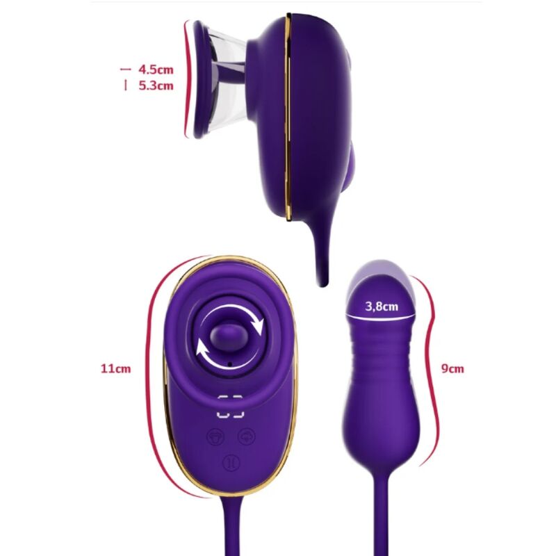 SUCCIONADOR DE CLÍTORIS CON EFECTO LICKING Y ESTIMULADOR ANAL MORADO - Imagen 4