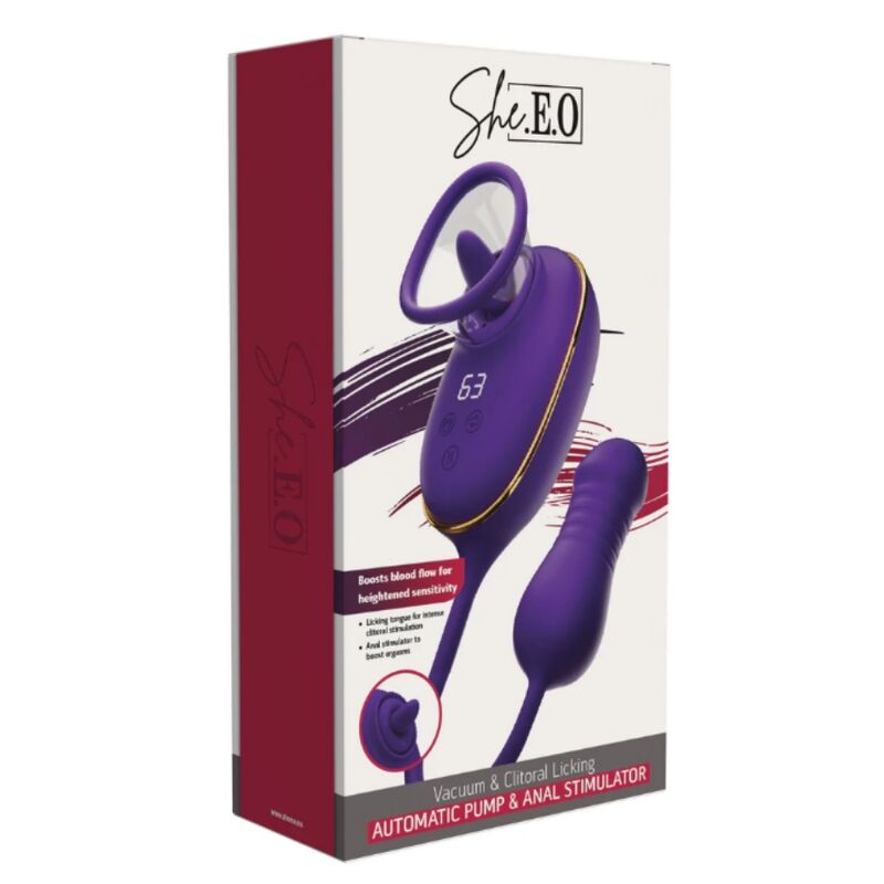 SUCCIONADOR DE CLÍTORIS CON EFECTO LICKING Y ESTIMULADOR ANAL MORADO - Imagen 5