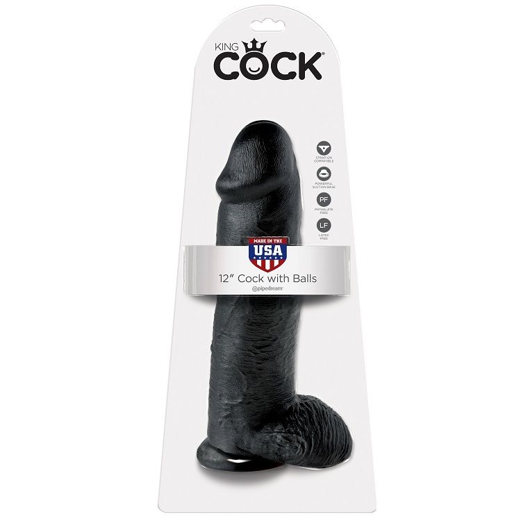 12 PENE REALISTICO NEGRO 30.48 CM